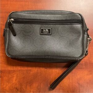 Coach Black Textured Wristlet Clutch